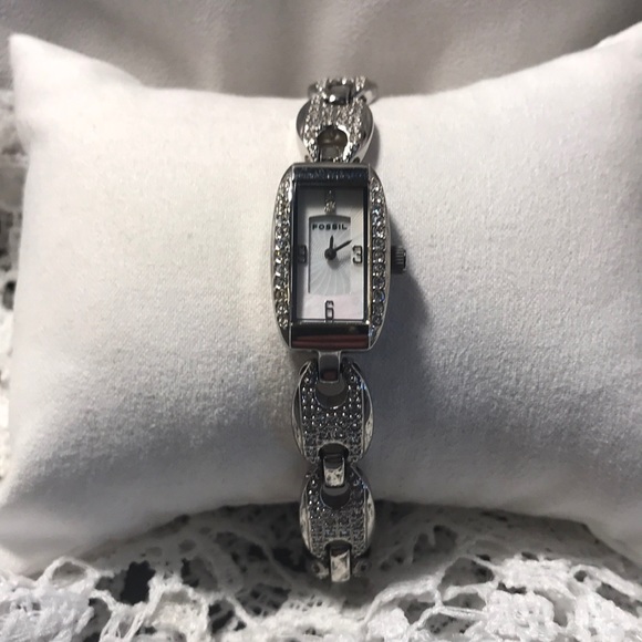 Fossil wrist watch silver euc ladies 💎 diamonds - Picture 6 of 9
